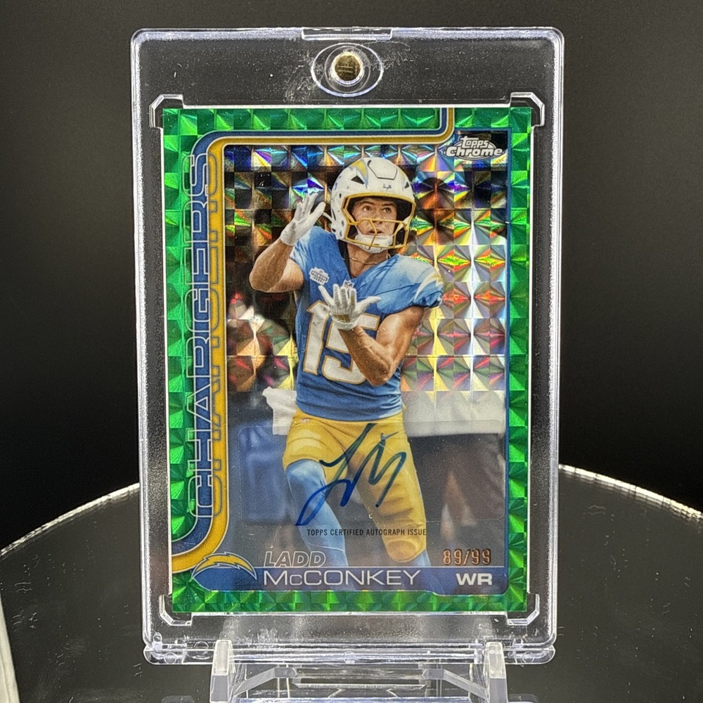 2025 Topps Chrome - Autographs Ladd McConkey Green Geometric Refractor /99